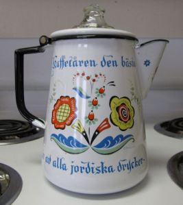 A Swedish coffeepot. Thanks to Patty Sundberg, "From the Deep Quiet." 