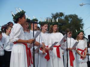 Singers at the annual St. Lucia Festival in Sanford, Fla.