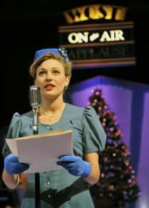 Piper Rae Patterson as radio actress Sally Applewhite in Orlando Shakes's "It's a Wonderful Life: A Live Radio Play." (BroadwayWorld.com)